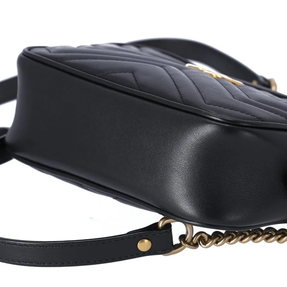 GUCCI GG Marmont Shoulder Bag 448065 Black Leather - Picture 6 of 8